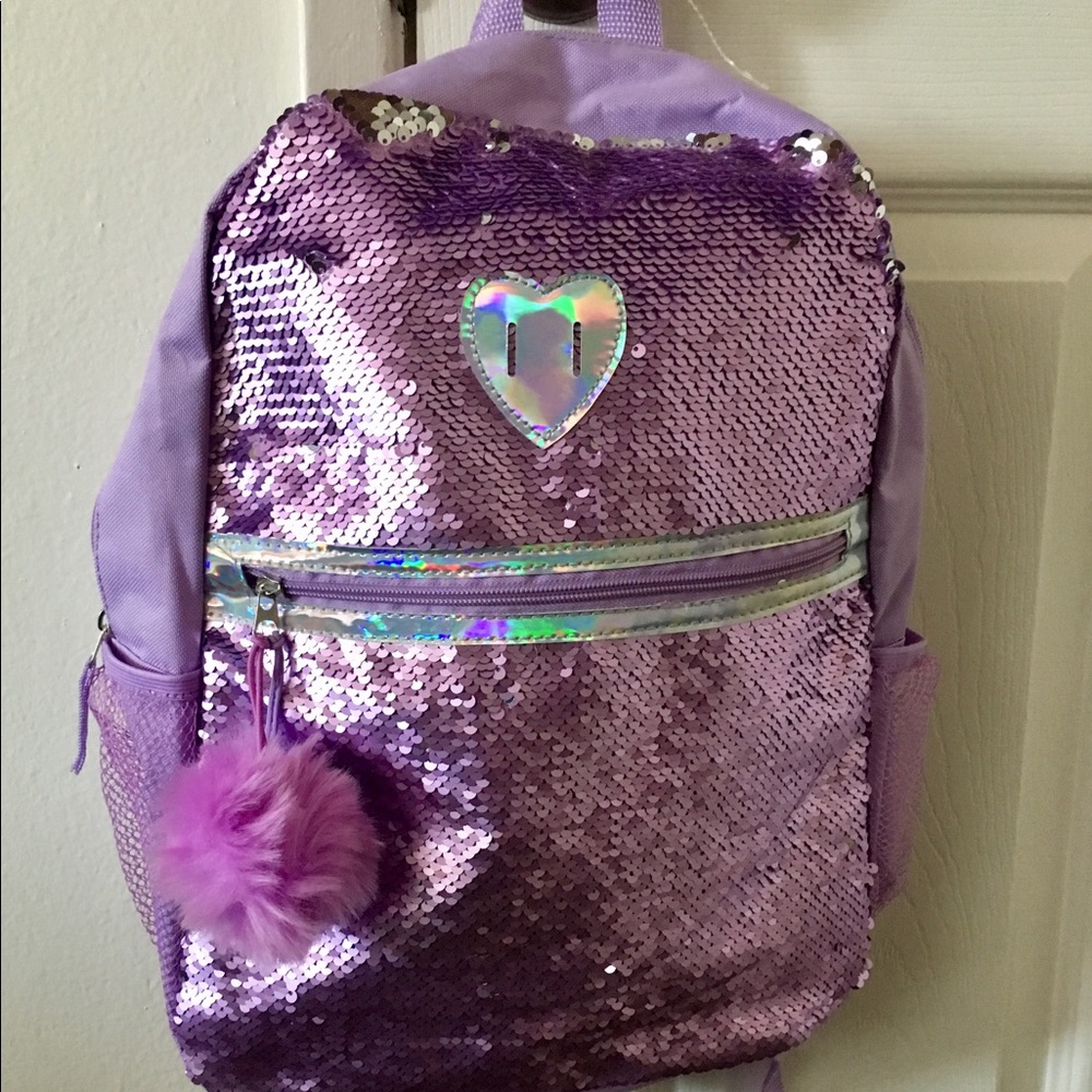 Lavender sequined backpack